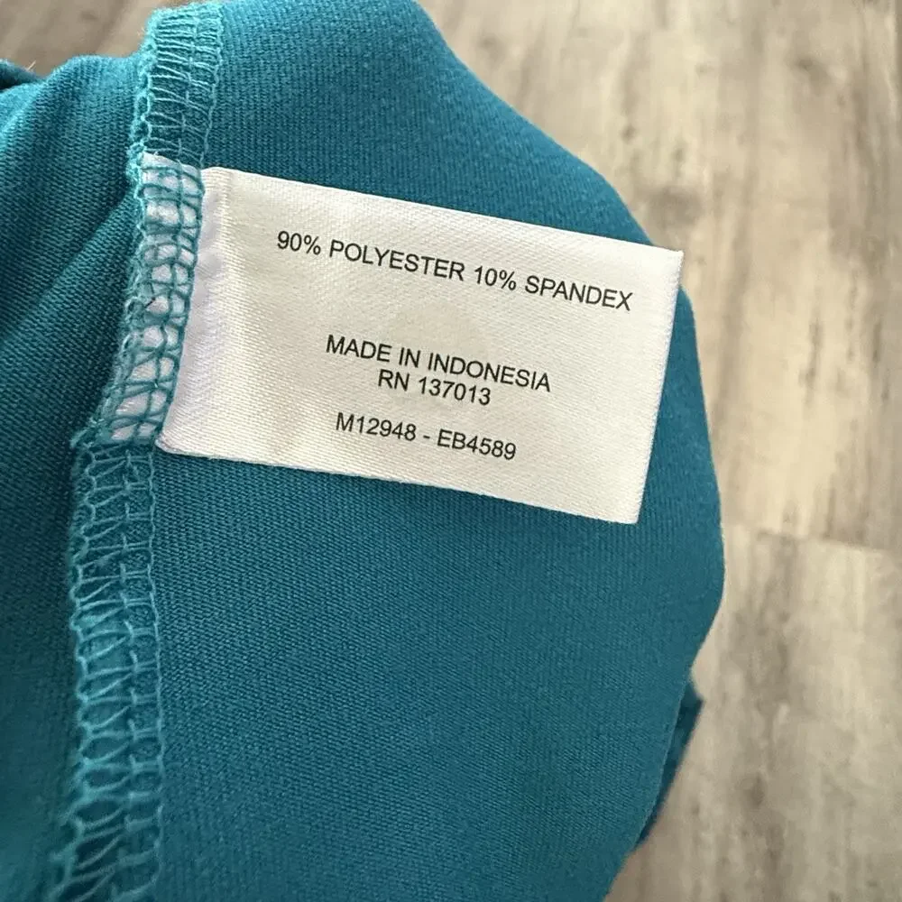 Eddie Bauer 1/4 Zip Pullover Womens Medium Teal Floral Top Activewear Stretch - Picture 4 of 9